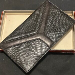 Yves Saint Laurent Black Textured V-Panel Long Wallet